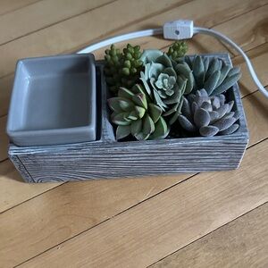 Used Gray Succulent Planter with Tray scentsy